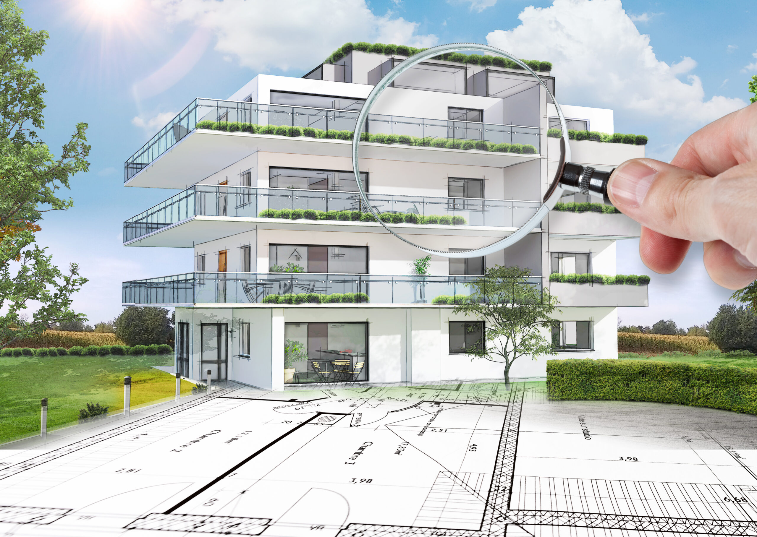 projet de construction d'un immeuble moderne d'architecte